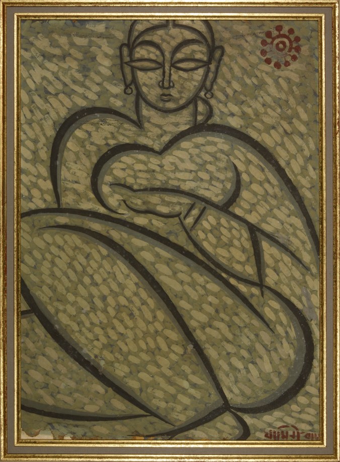 Jamini Roy, Untitled (Woman),&nbsp;Tempera on board, 15.7 x 11.8 in