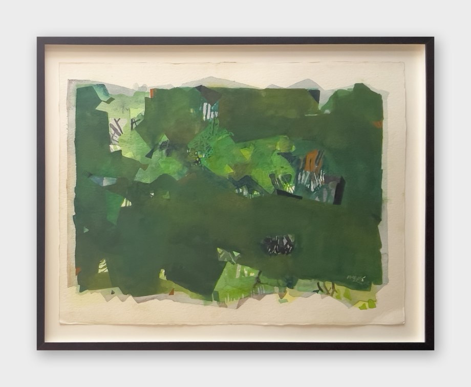 Abstract green landscape on paper