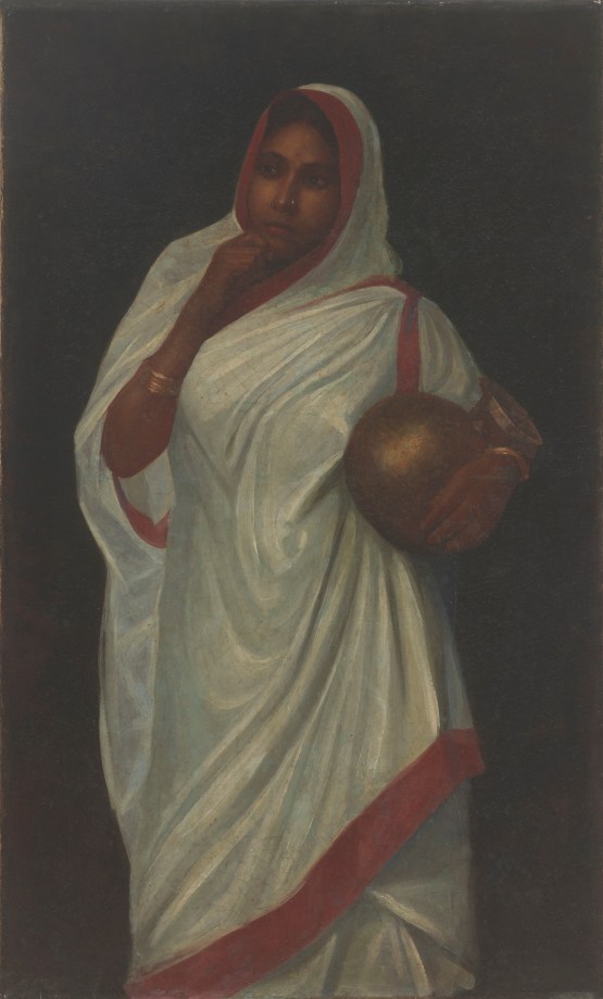Hemen Mazumdar, Untitled (Lady in Sari),&nbsp;Oil on canvas,&nbsp;40.16 x 24.15 in