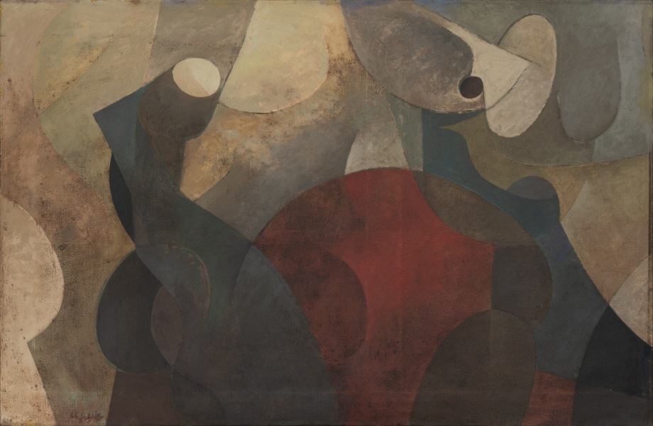 Mohammad Omer Khalil , Homage to Paulo Uccello,&nbsp;1966,&nbsp;Oil on canvas,&nbsp;40 x 60 in