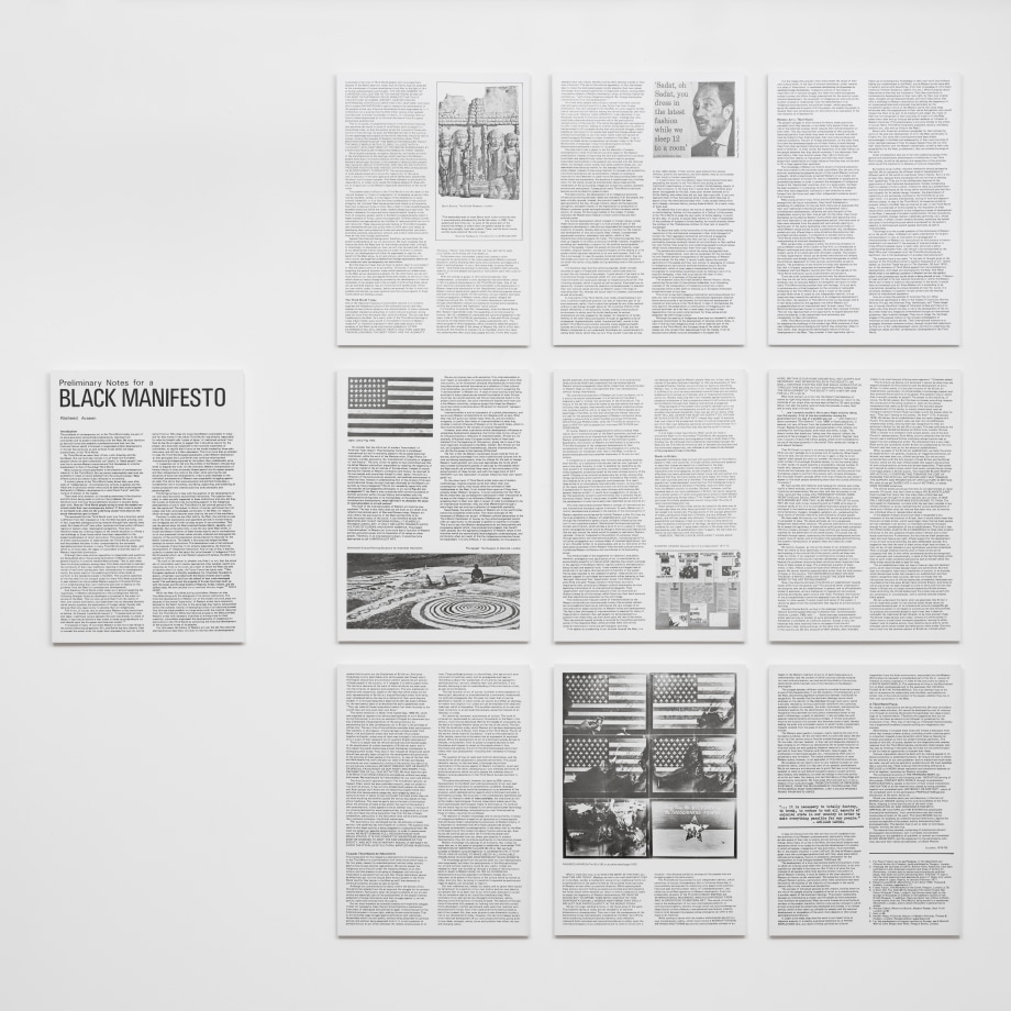 Printed panels with the artist's essay