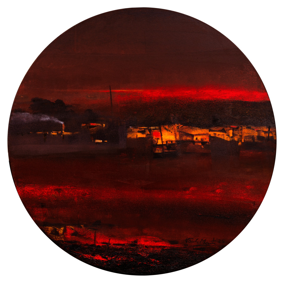 round landscape in red tones