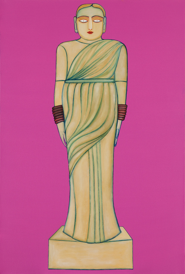 Rekha Rodwittiya,&nbsp;Nayika/Guddiya (Purple),&nbsp;2009,&nbsp;Acrylic and oil on canvas,&nbsp;36 x 24 in