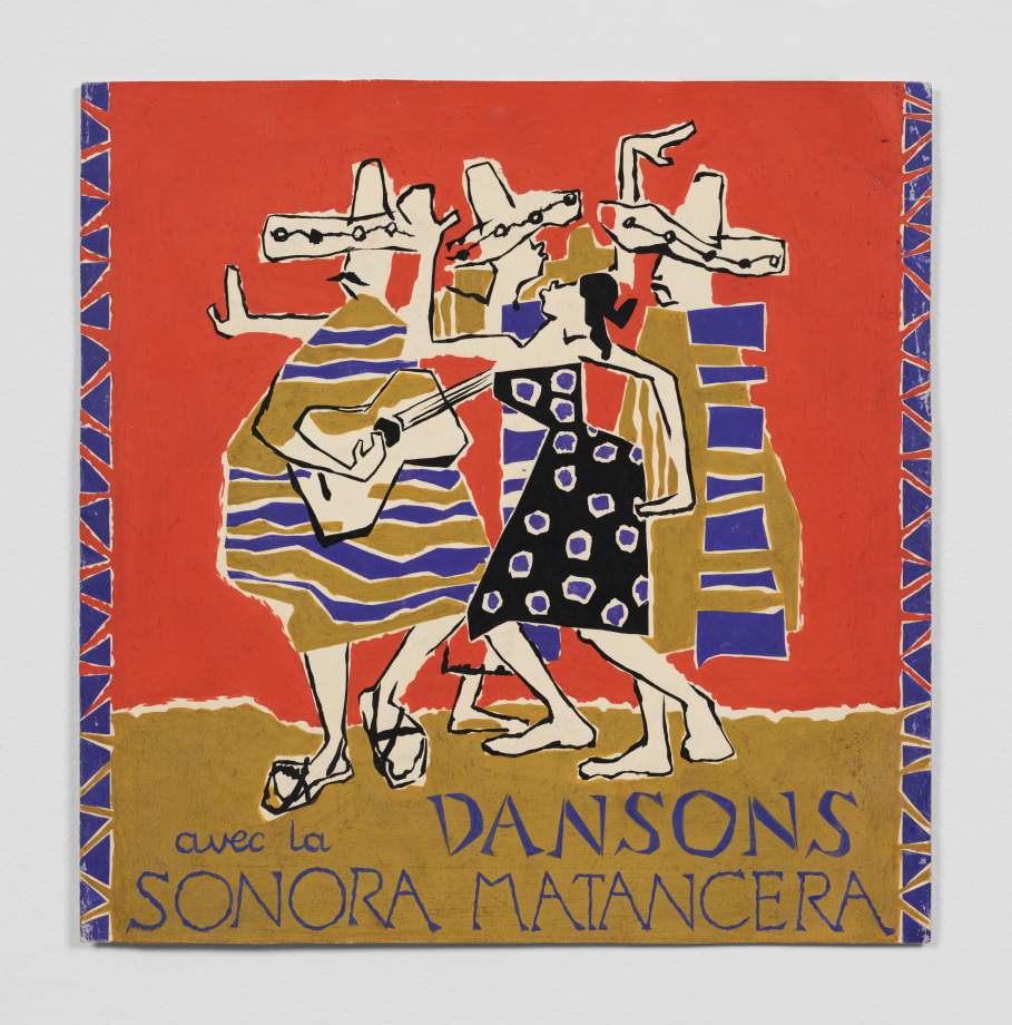 Advertisement style drawing with a dancer in front of a trio of musicians