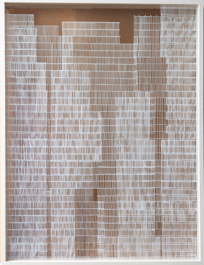 abstract drawing of a city scape on transparent sheets