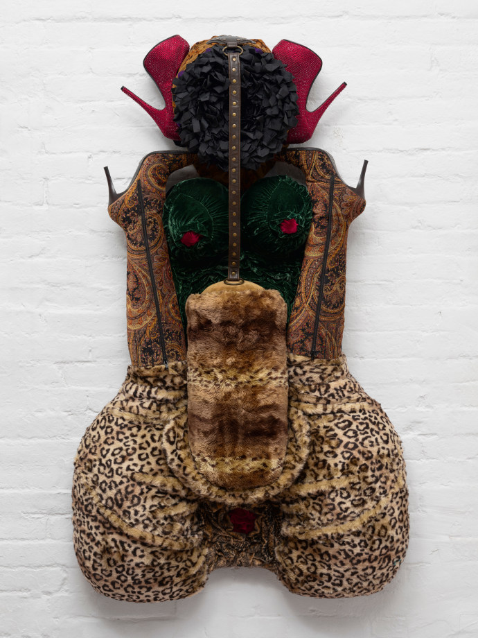 Anindita Dutta, Sex, Sexuality, and Society - ECUADOR, 2021, Used shoes, used clothes, hand-dyed selected materials, 54 x 33 x 9 in (137.2 x 83.8 x 22.9 cm), DUTAN007