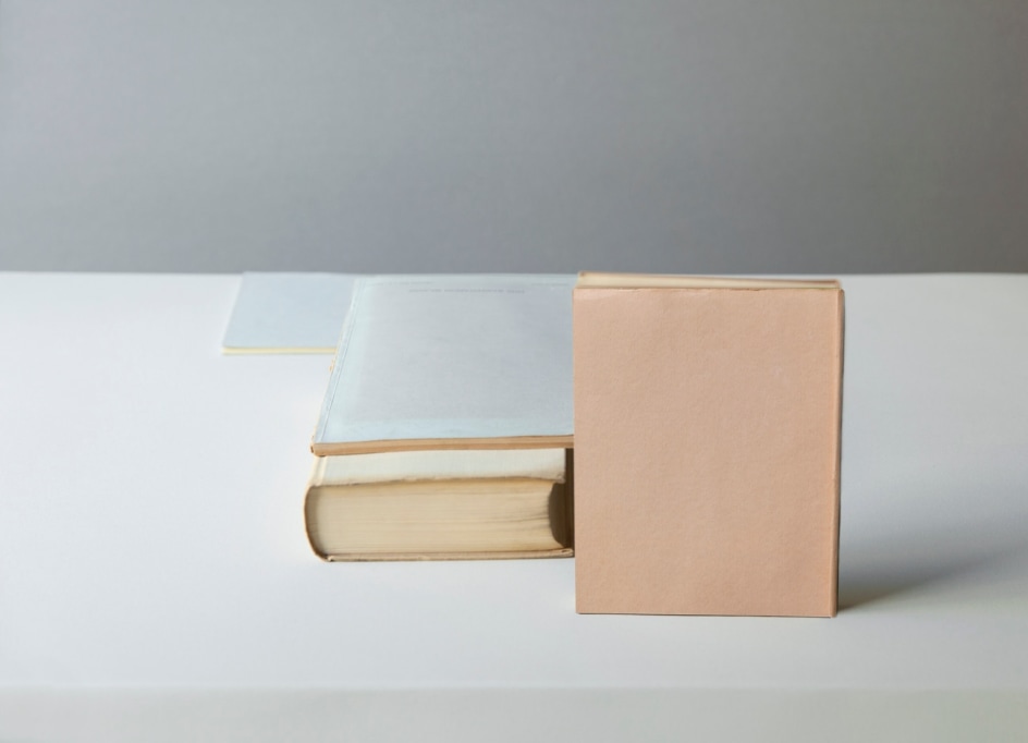 Mary Ellen Bartley, Standing Pink Book, 2022, from the series Morandi&#039;s Books. Archival pigment print, 13 x 18 inches.