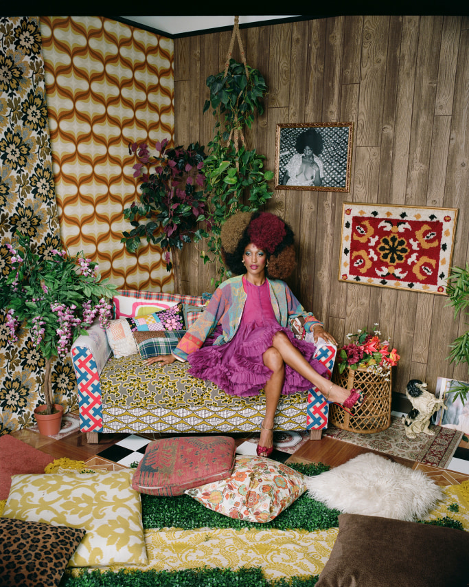 Mickalene Thomas,&nbsp;Portrait of Lyfe, 2020. Archival pigment print, 60 x 48 inches.