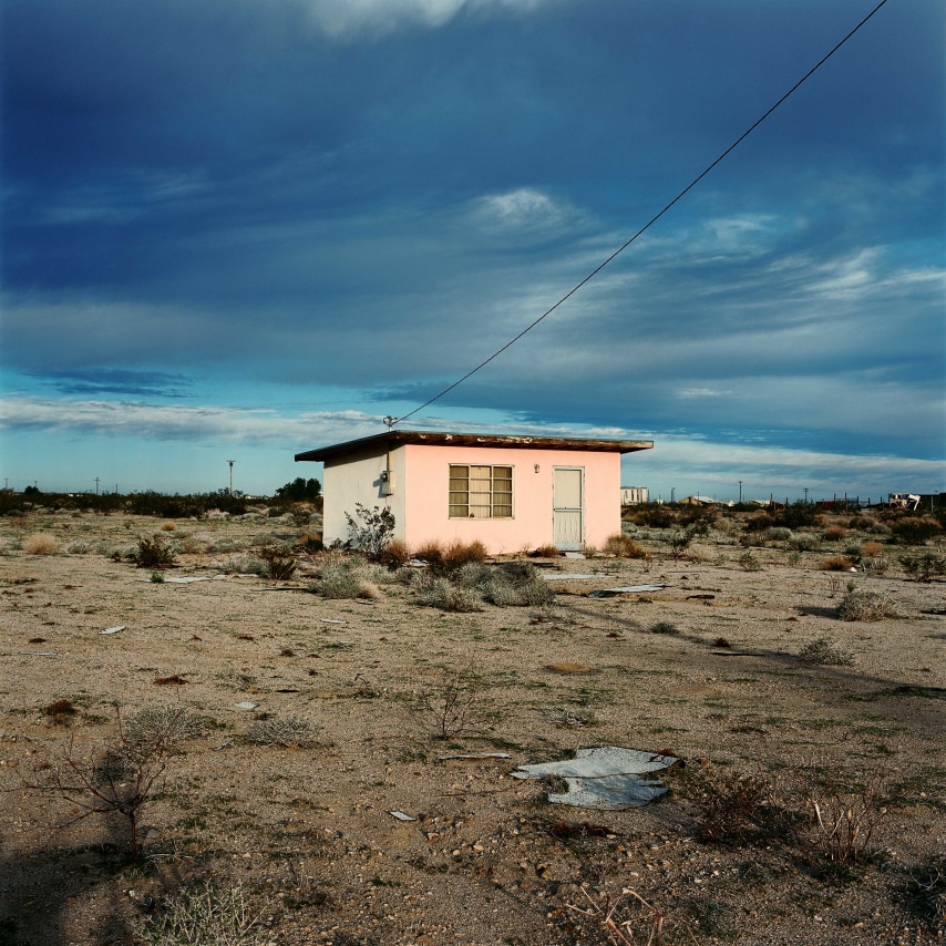 John Divola,&nbsp;N34&deg;13.454&#039; W116&deg;09.048&#039;, 1995-1998, from the series Isolated Houses. Archival pigment print, 24 x 20 inches.