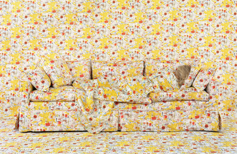 Rachel Perry,&nbsp;Lost in My Life (Price Tags Reclining), 2017. Archival pigment print, 90 x 60 inches.