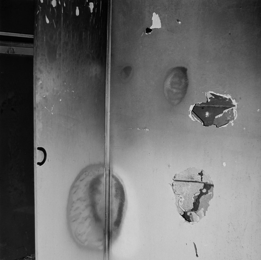 John Divola,&nbsp;Vandalism (74V32), 1974. Gelatin silver print. Image: 15 x 15 inches, frame: 25 x 24 inches.