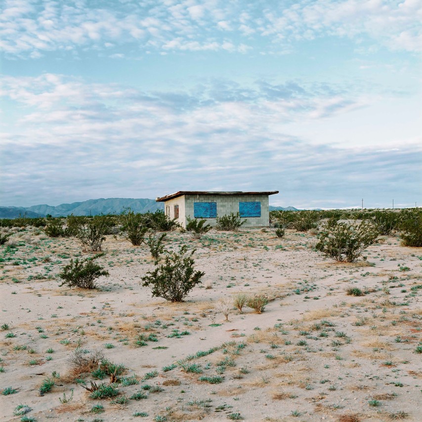 John Divola,&nbsp;N34&deg;10.466&rsquo; W115&deg;54.878&rsquo;, 1995-1998, from the series Isolated Houses. Archival pigment print, 24 x 20 inches.