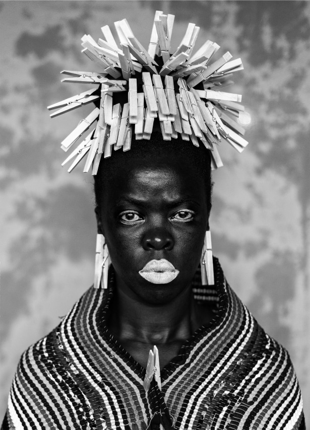 Bester I (Mayotte), 2015. From the series&nbsp;Somnyama Ngonyama.&nbsp;Gelatin silver print. Image: 27 1/4 x 20 inches, paper 31 1/4 x 25 inches.