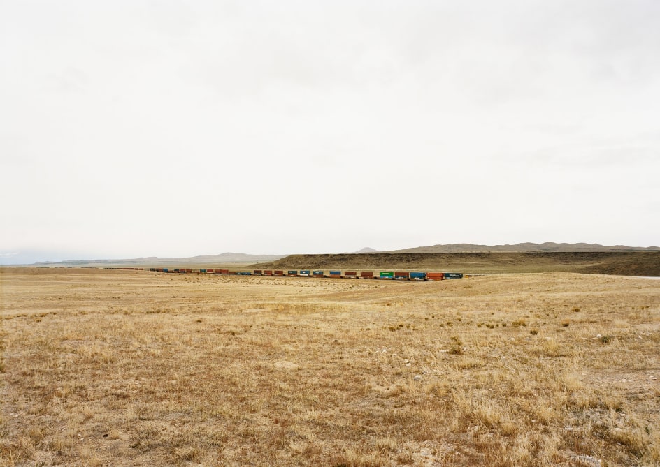 Untitled, (Container train), south of Delta, Utah,&nbsp;2017. Chromogenic print, 39 x 55 inches.&nbsp;