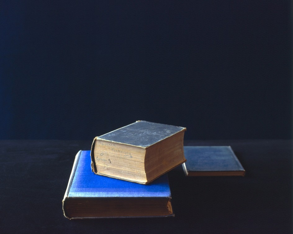 Mary Ellen Bartley,&nbsp;Blue Bibles, 2004, from the series Blue Books. Archival pigment print,14 3/8 x 18 inches, 20 x 25 inches, and 28 x 35 inches.