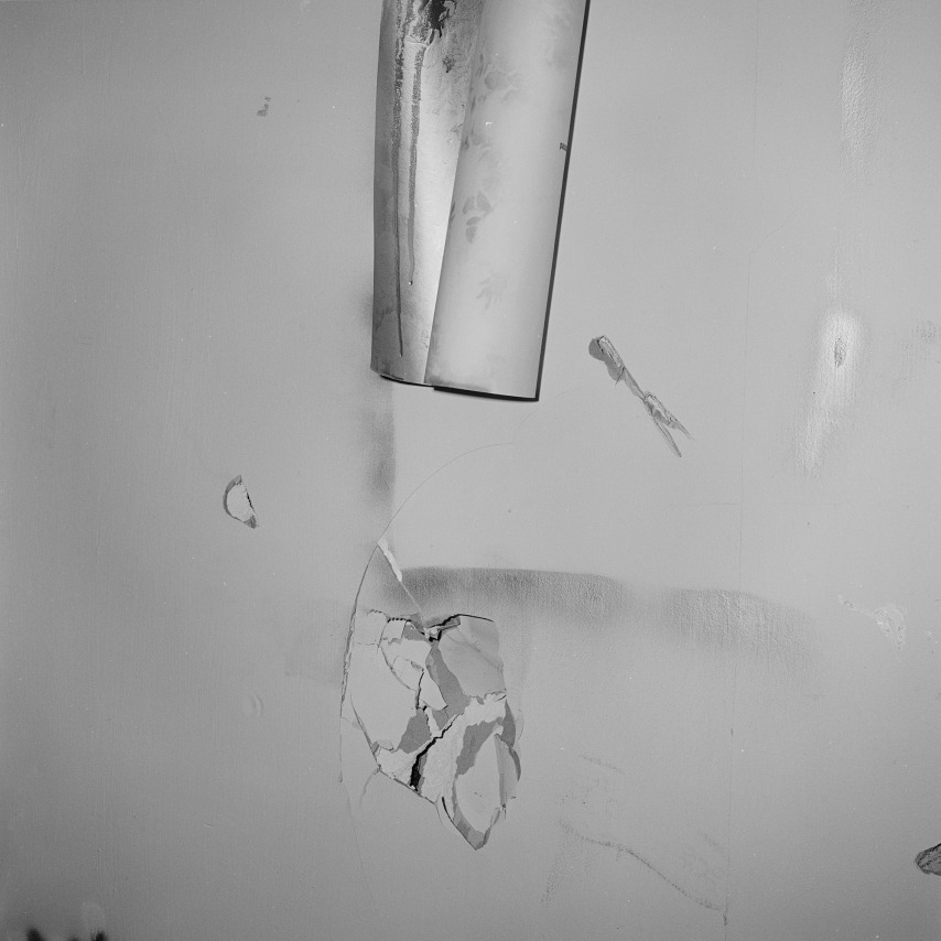 John Divola, Vandalism (74V06), 1974. Vintage gelatin silver print, Image: 7 x 7 inches, Frame: 14 x 18 inches.