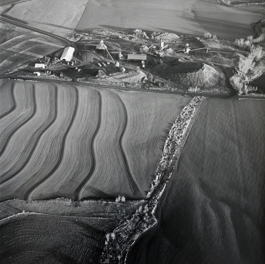 Field and Asphalt Pit, Saline County, February 7,  1991,&nbsp;15 x 15 inch gelatin silver print