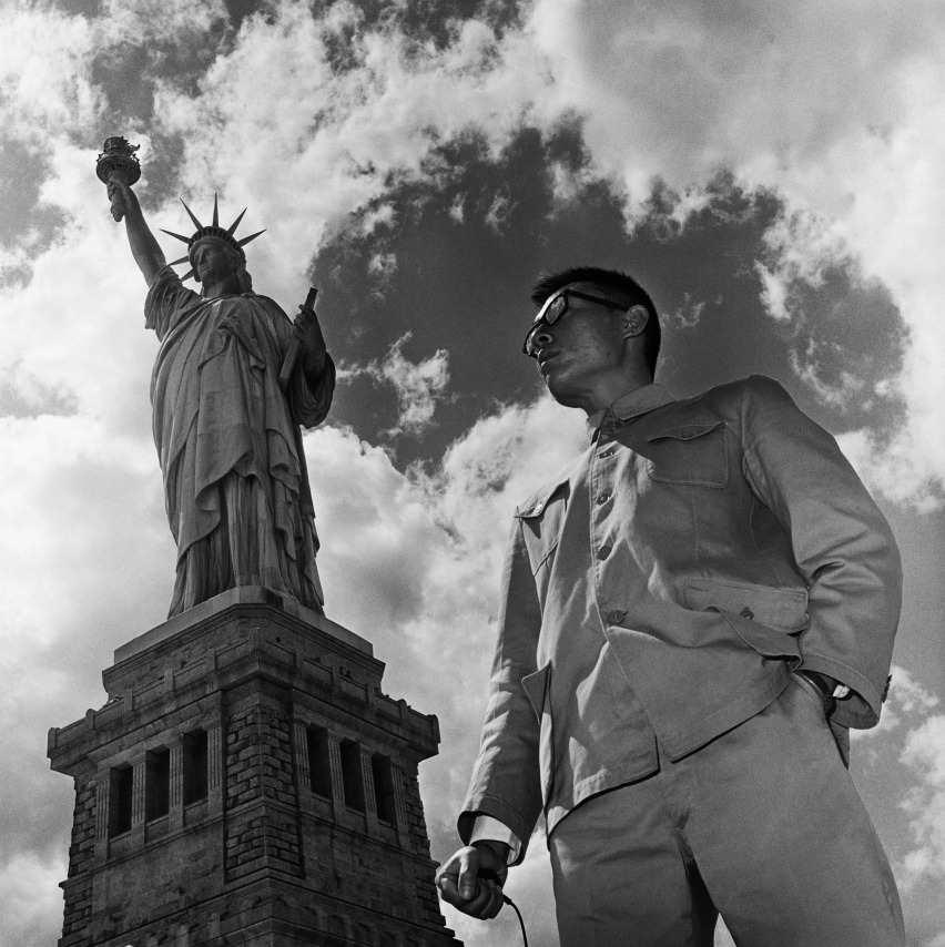 Tseng Kwong Chi, New York, New York, 1979, from the series East Meets West. Gelatin silver print, image: 15 x 15 inches, frame: 24 x 24 inches.