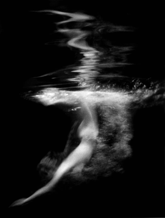 Lillian Bassman, Wonders of Water, model unknown, New York Harper&rsquo;s Bazaar, 1959. Gelatin silver print, 24 x 20 inches.