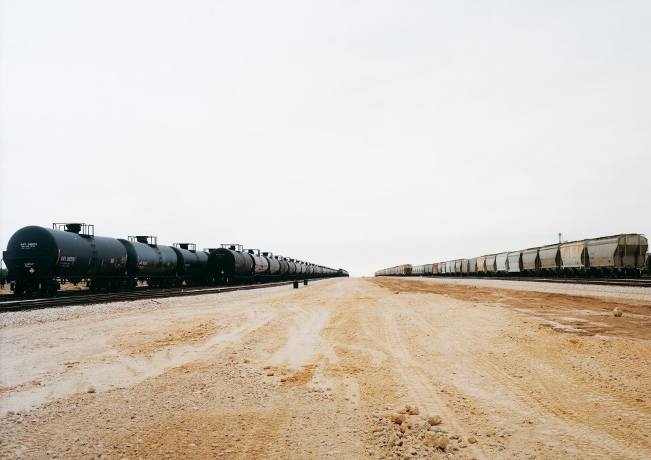 Untitled (Parallel cars) near Cotulla, Texas, 2012, 39 x 55 or 55&nbsp;x 76&nbsp;inch chromogenic print