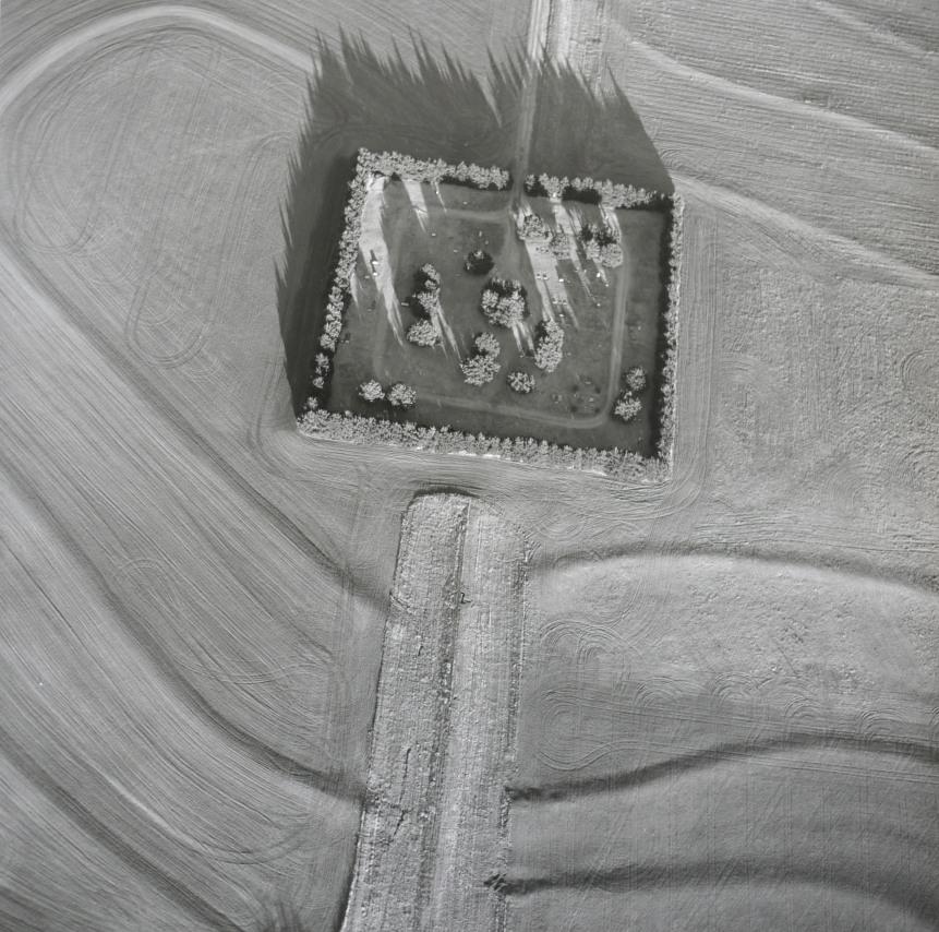 Rose Hill Cemetary, McPherson County, Kansas,&nbsp;February 19, 1993.&nbsp;Vintage gelatin silver print, image size 15 x 14 7/8 inches.