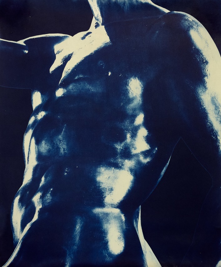 David Alekhuogie,&nbsp;Cyanotype (blue), 2021. Cyanotype, 39 3/4 x 32 1/8 inches.