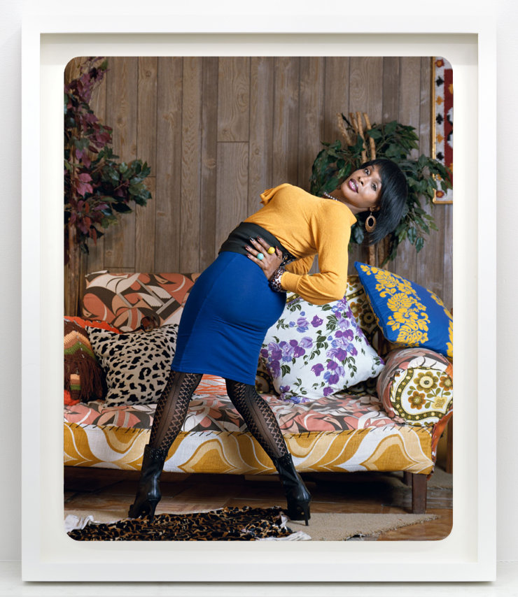 Mickalene Thomas,&nbsp;Do Ya Think Iʼm Sexy, 2009. Chromogenic print,&nbsp;image dimensions 29 3/4 x 23 5/8 inches, framed dimensions 33 1/4 x 27 1/2 inches., &nbsp;