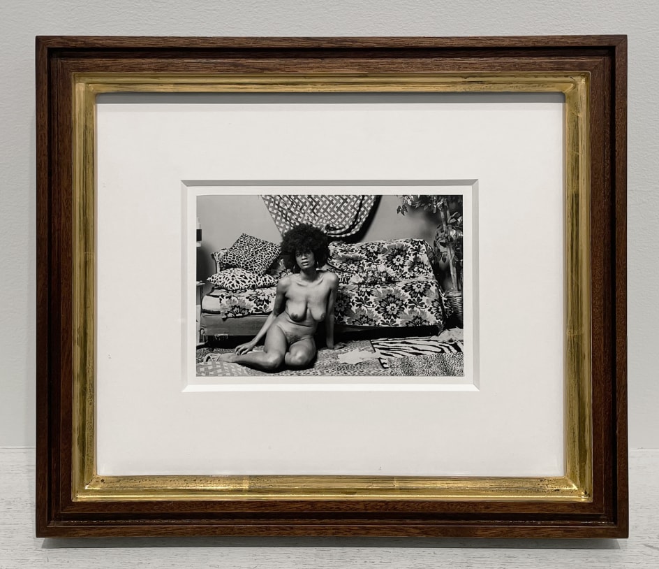 Mickalene Thomas, (If Loving You is Wrong) I Don&#039;t Want to be Right, 2024. Archival pigment print, Image: 4 x 6 inches, Artist designed frame: 11 x 13 inches.