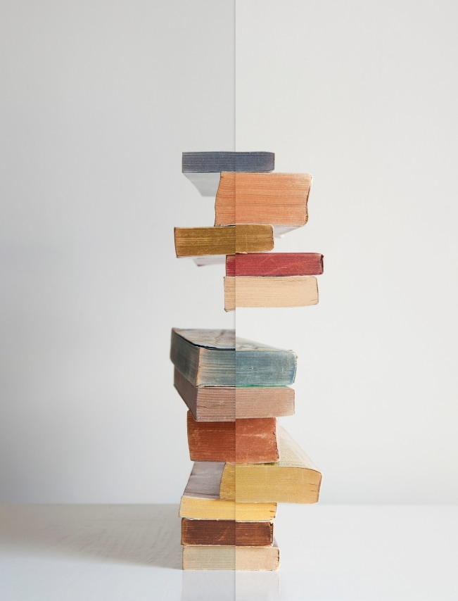 Mary Ellen Bartley,&nbsp;Floating, 2021,&nbsp;from the series Split Stacks. Archival pigment print, 21 x 16 and 30 x 23 inches.