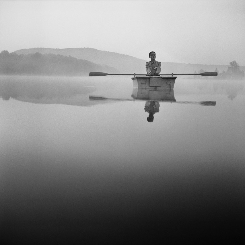 Tseng Kwong Chi, Lake Ninevah, Vermont, 1985. Gelatin silver print, 38&nbsp;x 38&nbsp;inches.