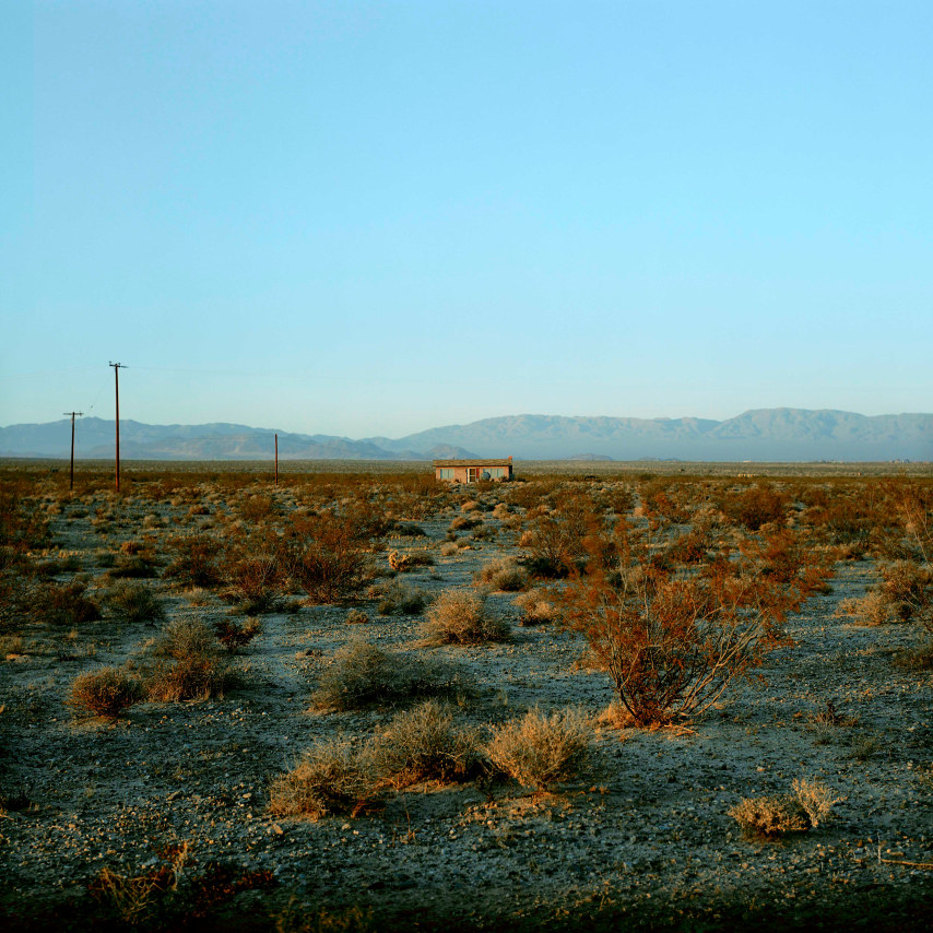 John Divola,&nbsp;N34&deg;08.199&rsquo; W115&deg;55.170&rsquo;, 1995-1998, from the series Isolated Houses. Archival pigment print, 42 x 40 inches.