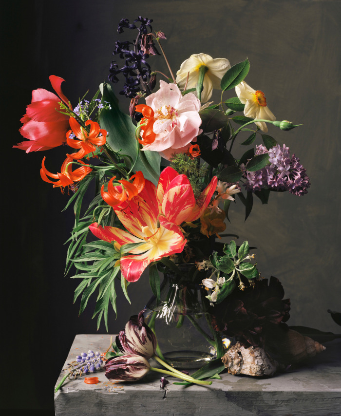 Photograph by Sharon Core titled 1661 from the series 1606-1907 of a floral still life arranged in the style of a classical painting