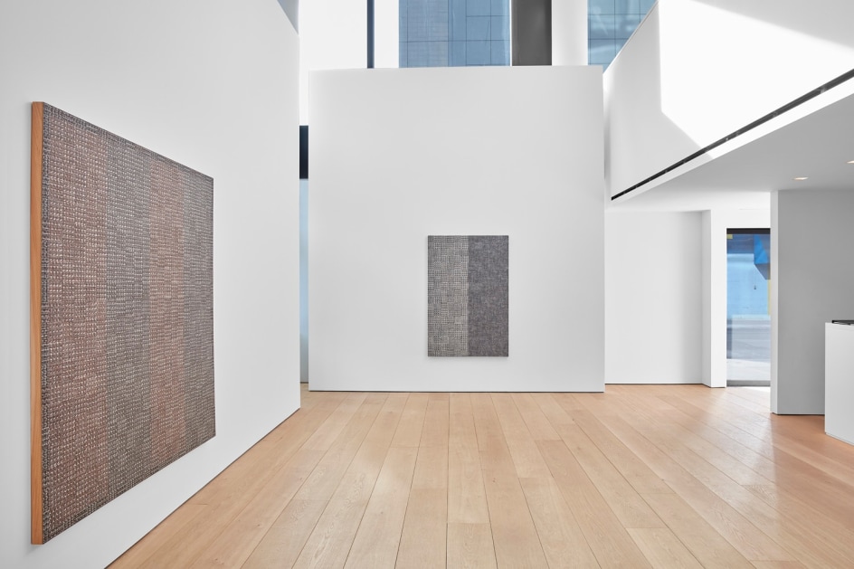 McArthur Binion,&nbsp;Hand:Work Installation view, Lehmann Maupin, New York,&nbsp;2019