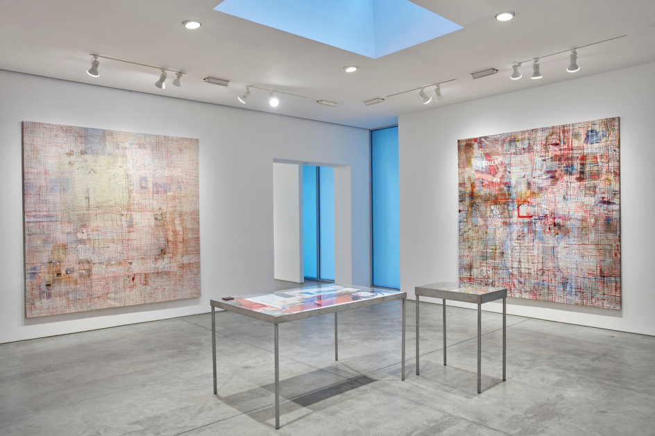 Mandy El-Sayegh,&nbsp;MUTATIONS IN BLUE, WHITE AND RED, Installation view at Lehmann Maupin, New York