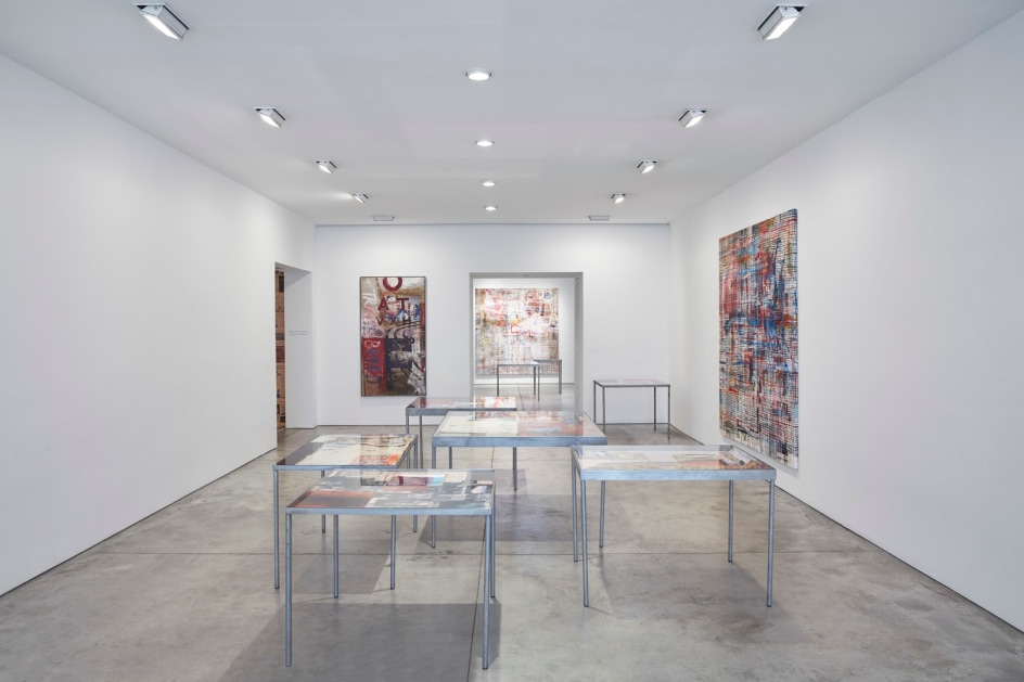 Mandy El-Sayegh,&nbsp;MUTATIONS IN BLUE, WHITE AND RED, Installation view at Lehmann Maupin, New York