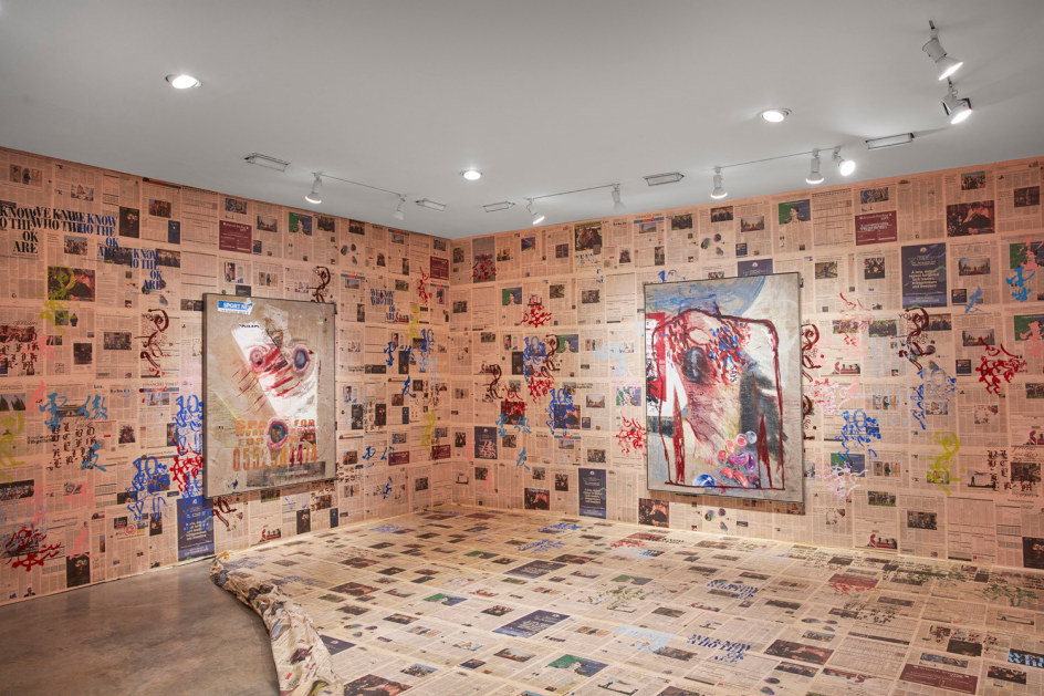 Mandy El-Sayegh,&nbsp;MUTATIONS IN BLUE, WHITE AND RED, Installation view at Lehmann Maupin, New York