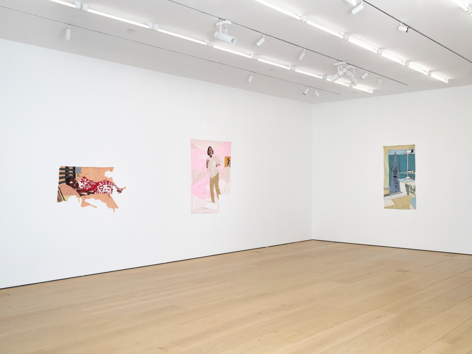 Second installation view of the exhibition Billie Zangewa: Wings of Change at Lehmann Maupin in New York