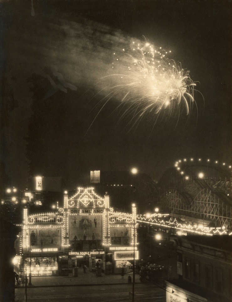 1. Gordon Coster (American, 1906-1988),&nbsp;Night Impression - Coney Island, 1928, Vintage Bromide Print, 13.375&rdquo; x 10.375&rdquo; mounted to 20&rdquo; x 16&rdquo; board