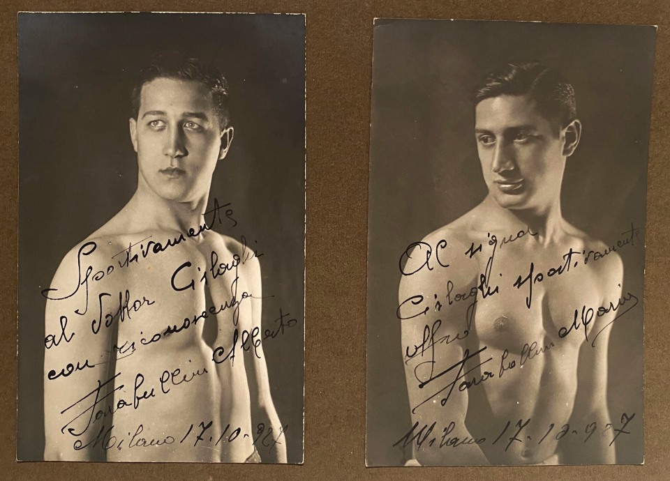 BOXING AUTOGRAPHED ALBUM ITALY MILAN BOXING CLUB, SOME CREDITED TO FARABOLA, 1920S