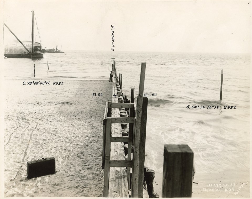 EDWARD RUTTER PHOTOS OF CONSTRUCTION OF CONEY ISLAND BEACH&rsquo;S JETTY IN 1921