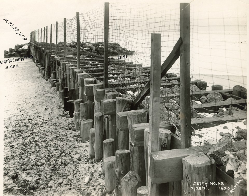 EDWARD RUTTER PHOTOS OF CONSTRUCTION OF CONEY ISLAND BEACH&rsquo;S JETTY IN 1921