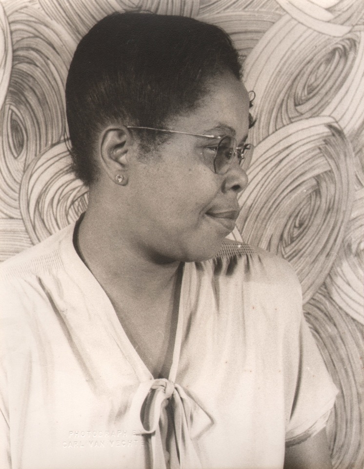 06. Carl Van Vechten, Bertha &quot;Chippie&quot; Hill, ​1947. Bust-length portrait with the subject's head in profile, facing the right of the frame.