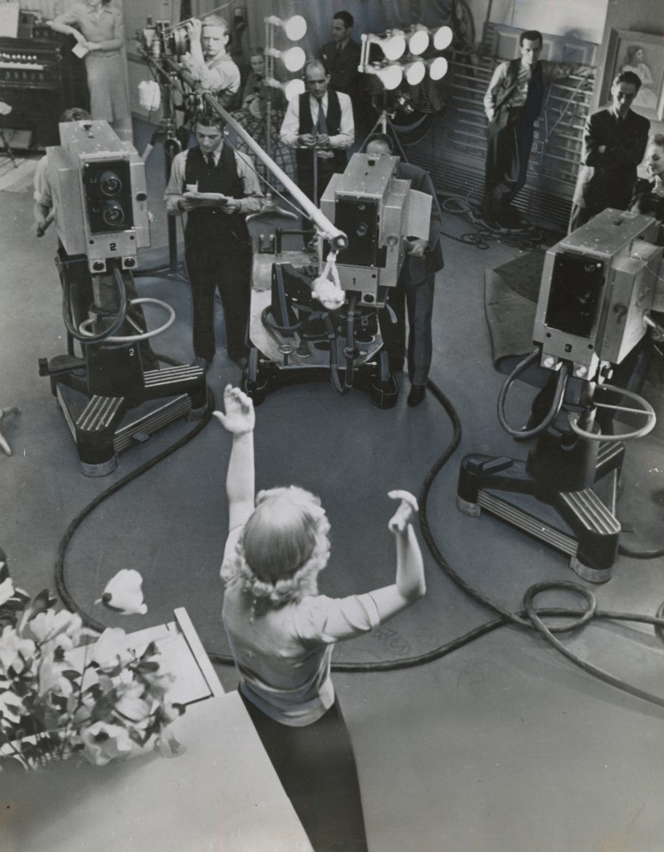 8. Photographer Unknown, Three cameras allowing for three different angles while filming a television show, 1939, Gelatin Silver Print, 14&rdquo; x 11&rdquo;