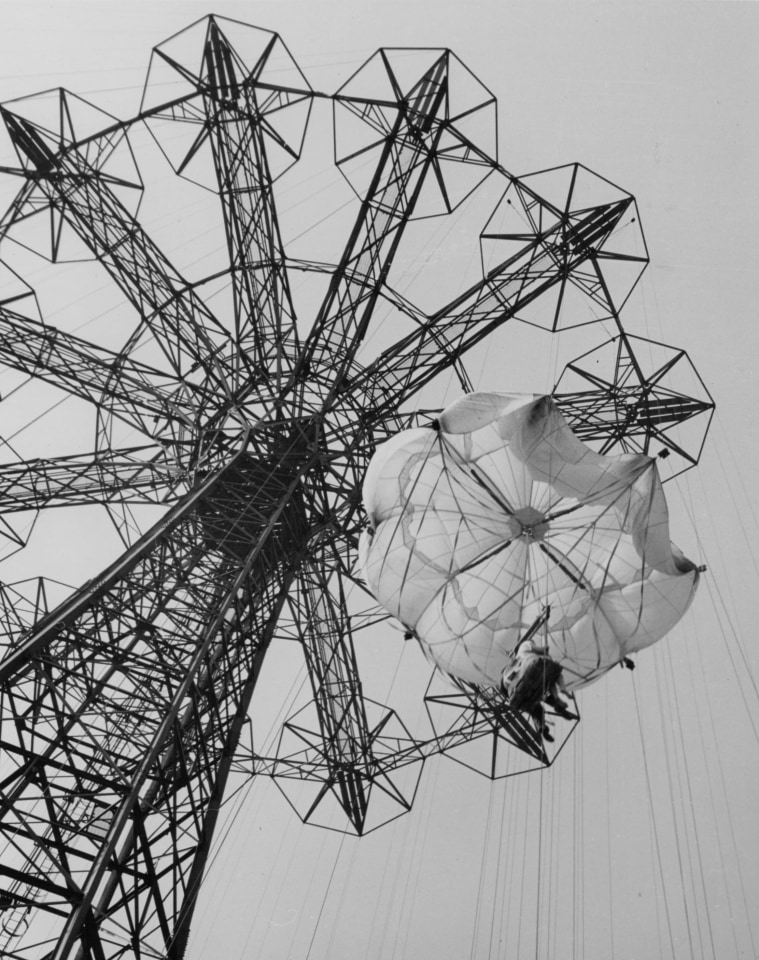 10. Fritz W. Neugass (German, 1899-1979),&nbsp;Parachute Jump, Coney Island, c. 1940s, Vintage Gelatin Silver Print, 9.5&rdquo; x 7.5&rdquo;