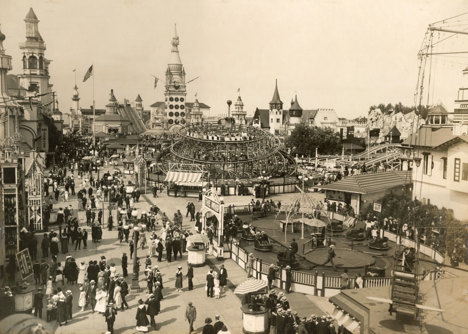 7. Charles Nesensohn (American, 1898-1970),&nbsp;Luna Park, Coney Island, c. 1915, Vintage Gelatin Silver Print, 14.5&rdquo; x 20&rdquo;