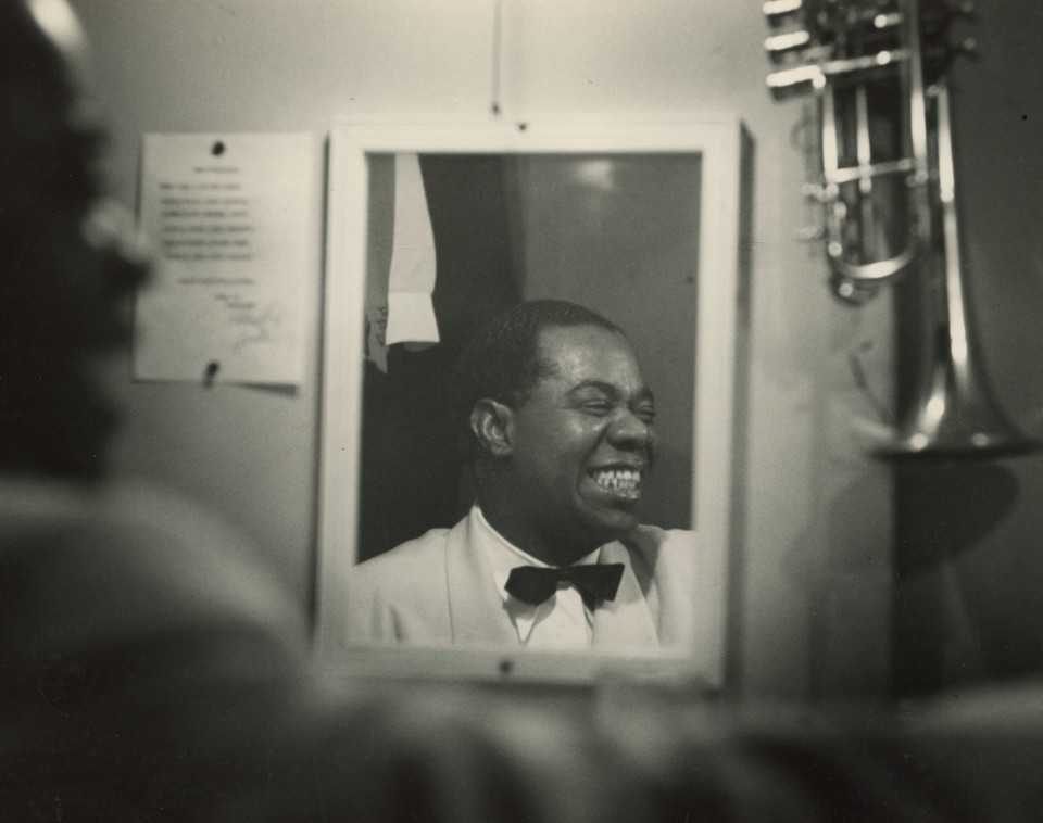 6. Bob Willoughby (American, 1927 &ndash; 2009),&nbsp;Louis Armstrong, 1950, Vintage Gelatin Silver Print, 8&rdquo; x 10&rdquo;