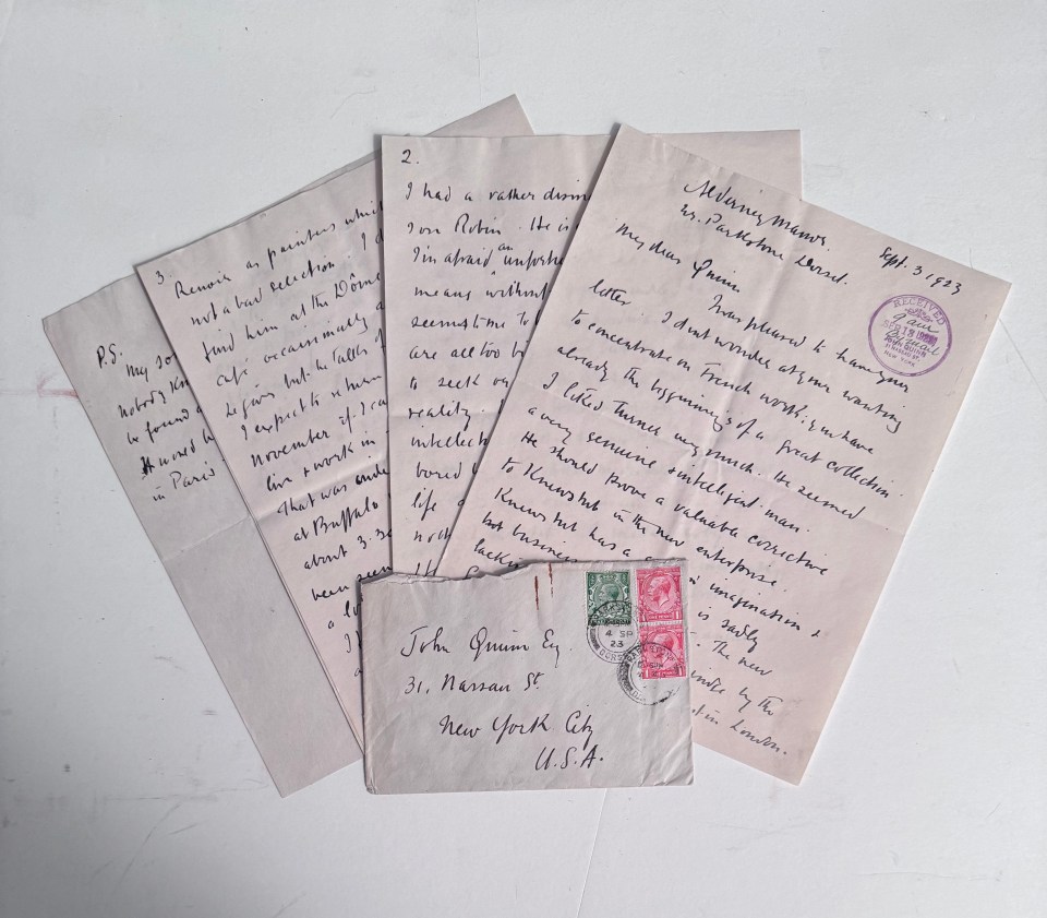 IMPORTANT AUGUSTUS JOHN CORRESPONDENCE TO ART WORLD IMPRESARIO JOHN QUINN ALONG WITH OTHER RELATED JOHN EPHEMERA