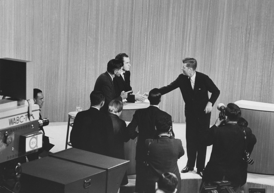 32. Joe Scherschel (American 1921-2004), Fourth and Final Televised Presidential Debate between Richard Nixon and John F. Kennedy on October 21st, New York, 1960, Gelatin Silver Print, 9.5&rdquo; x 13&rdquo;