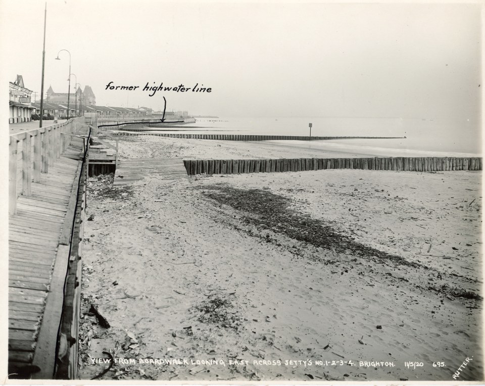 EDWARD RUTTER PHOTOS OF CONSTRUCTION OF CONEY ISLAND BEACH&rsquo;S JETTY IN 1921