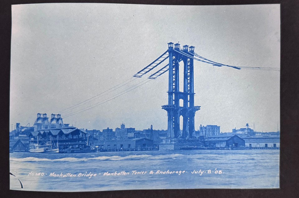 MANHATTAN BRIDGE CYANOTYPE ALBUM W.R. BASCOME, CIVIL ENGINEER 1908